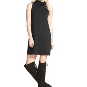 Leith black mock neck shift dress
